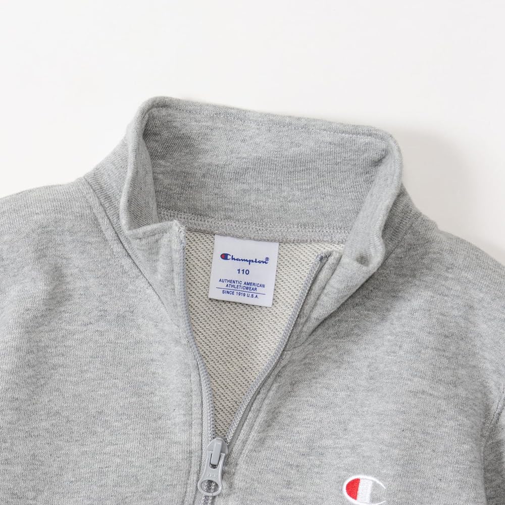 [Champion] Kids Sweatshirt, Long Sleeve, 100% Cotton, One Point Logo, Half Zip Sweatshirt, Kids Basic CKSY009Z