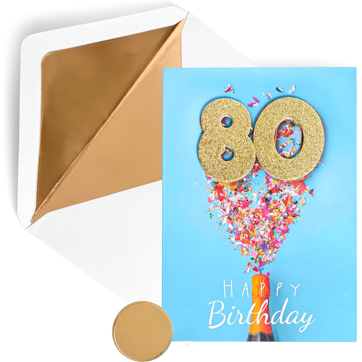 GIFT GIGGLES 80th Birthday Card - For Men or Women - 3D Pop Up 80th Card | Happy 80th Bday | Envelope and Seal Included