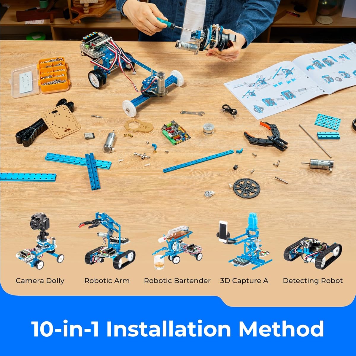Makeblock mBot Ultimate Robot Arm 10-in-1 STEM Education DIY Robot Kit Compatible with Arduino C Python Raspberry Pi Scratch Assembled Robot App Remote Control Programming Toy for Students 12 and Up Adults Gift Japanese Instruction Manual