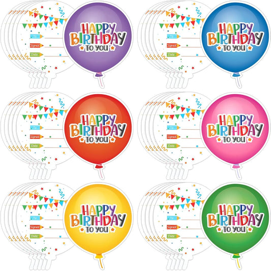 36 Pack Happy Birthday Cards for Students Happy Birthday Awards Balloons Cupcakes Birthday Cards Colorful Greeting Cards for Boys Girls Kids Home School Classroom Birthday Supplies (Balloons)