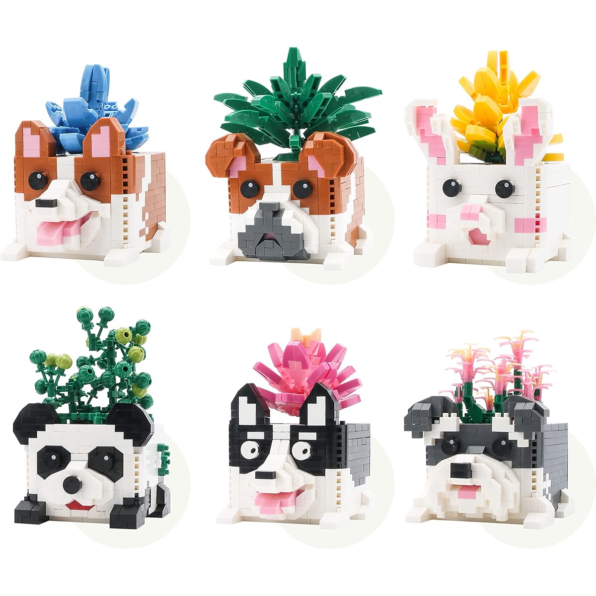 JXRLMB Micro Building Blocks Animal Botanical Collection Architecture Model Set for Adults Succulents Potted Plants Flower Bouquet Gift Creative Toys