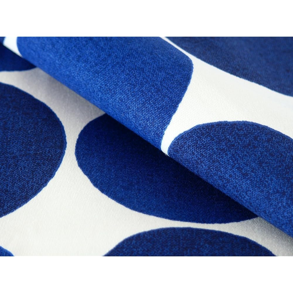 Quarter Report Curtains available in 16 sizes, Charka Navy, Width 150 x Length 190cm, Set of 2, 100% Cotton [Made in Japan]