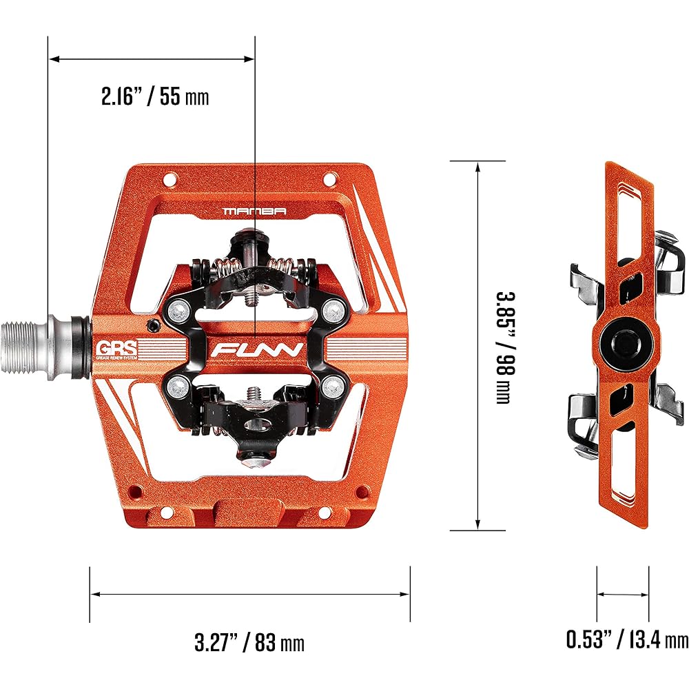 Funn Mamba S Binding Pedal - Double Sided SPD Compatible Mountain Bike Pedals - Single Side Flat Pedal - Suitable for Mountain Bikes, BMX Bicycles, Gravel Bicycles, Bicycle Pedals, 9/16" Steel Axle
