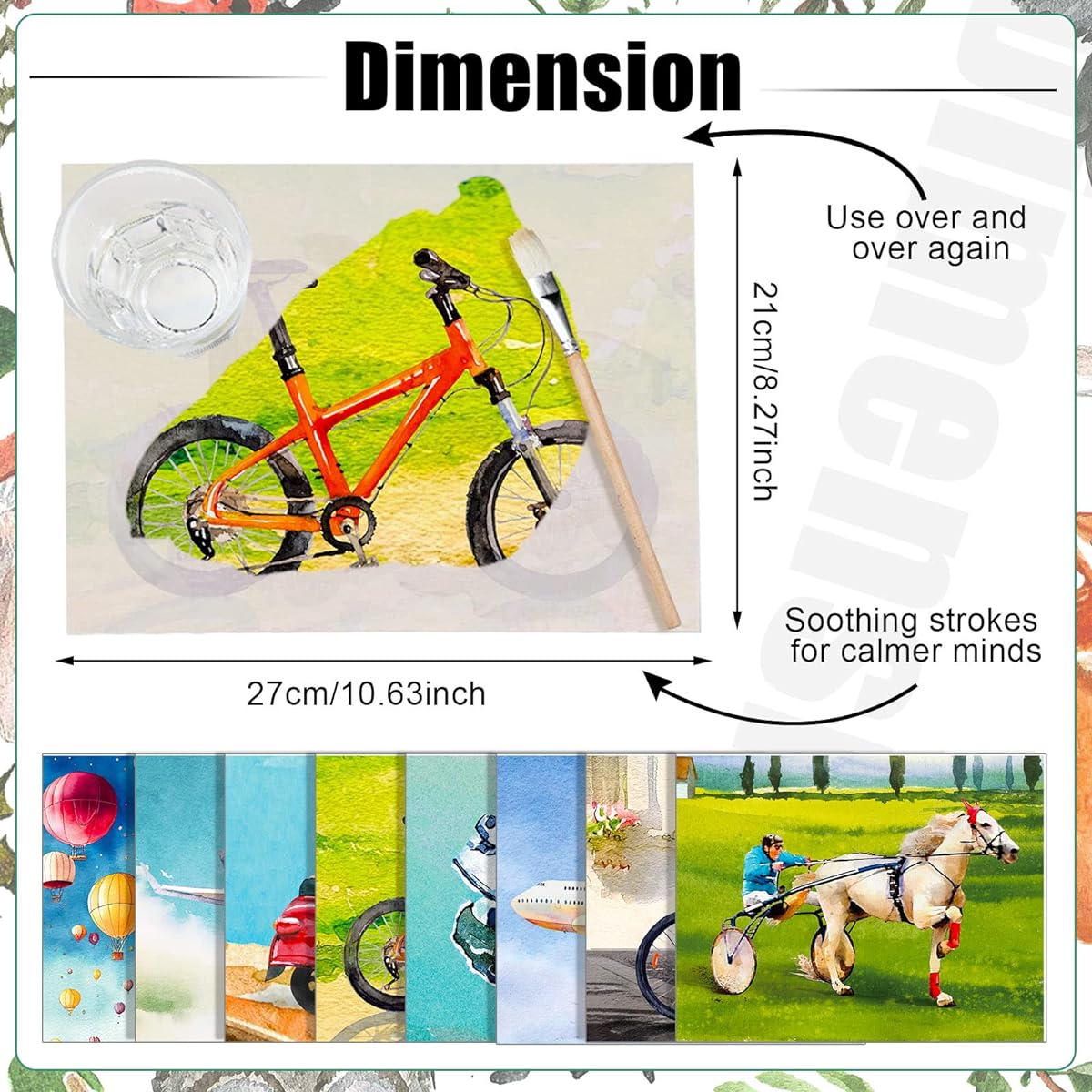 Dementia Products for Seniors Reusable Water Painting Toys with 1 Paint Brush Dementia Activities Vehicles Themed Water Doodle Coloring Book Patient Gifts Coloring Games 20 Pieces