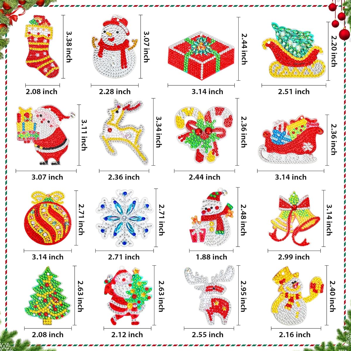 Christmas Diamond Painting Art Kit Christmas DIY Diamond Painting Keychain Christmas Ornament Decor Kit Adult Kids Craft Christmas Gift