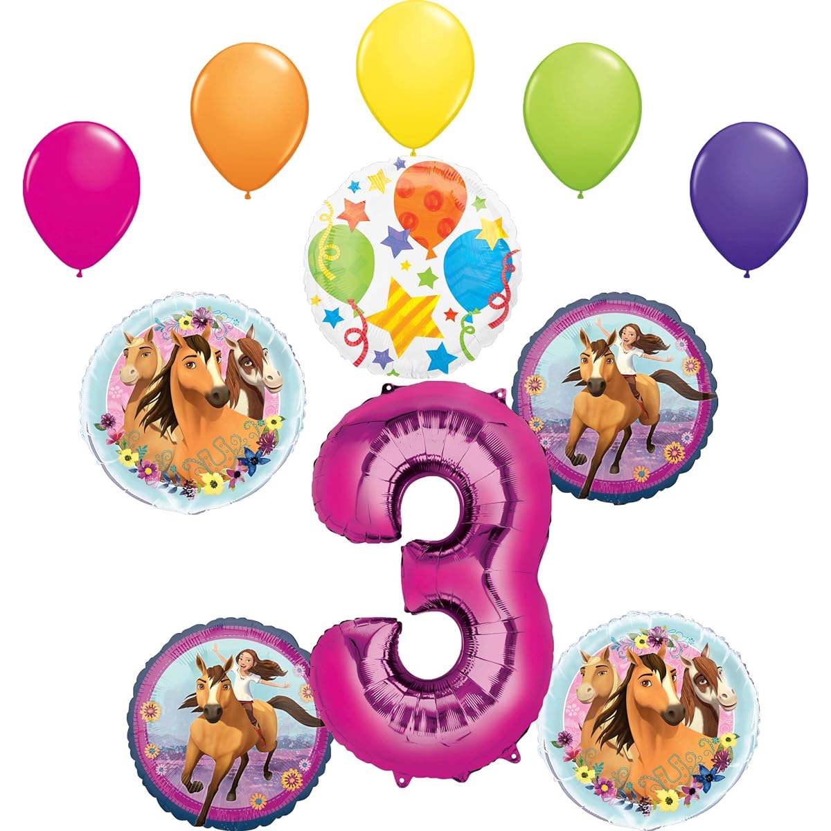 Spirit Party Supplies 3rd Birthday Riding Free Balloon Bouquet Decorations 11 Pieces