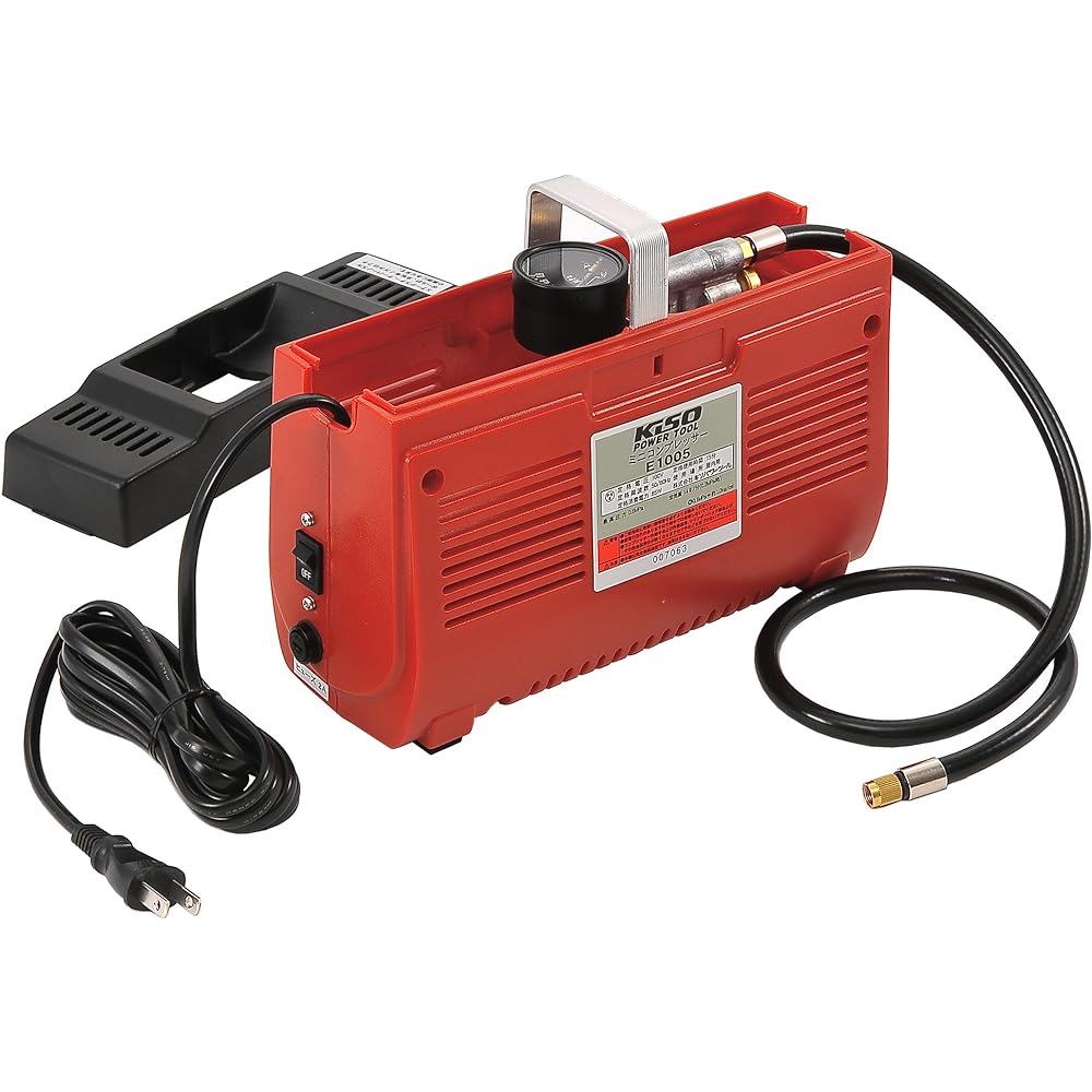 Kiso Power Tools Piston Type Compressor Convenient for inflating bicycles and balls [4 types of nozzles included] E1005