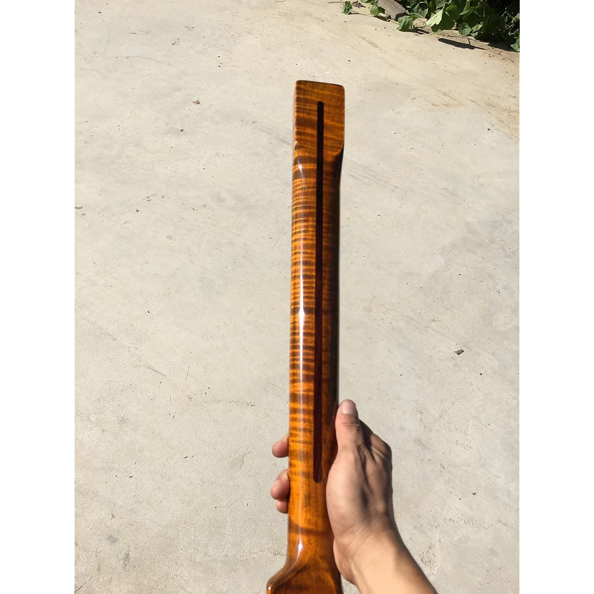 Tiger Flame Maple Guitar Neck 21 Fret 25.5 Inch Vintage Glossy Yellow Pearl Dot Inlay DIY Guitar Replacement (Yellow)