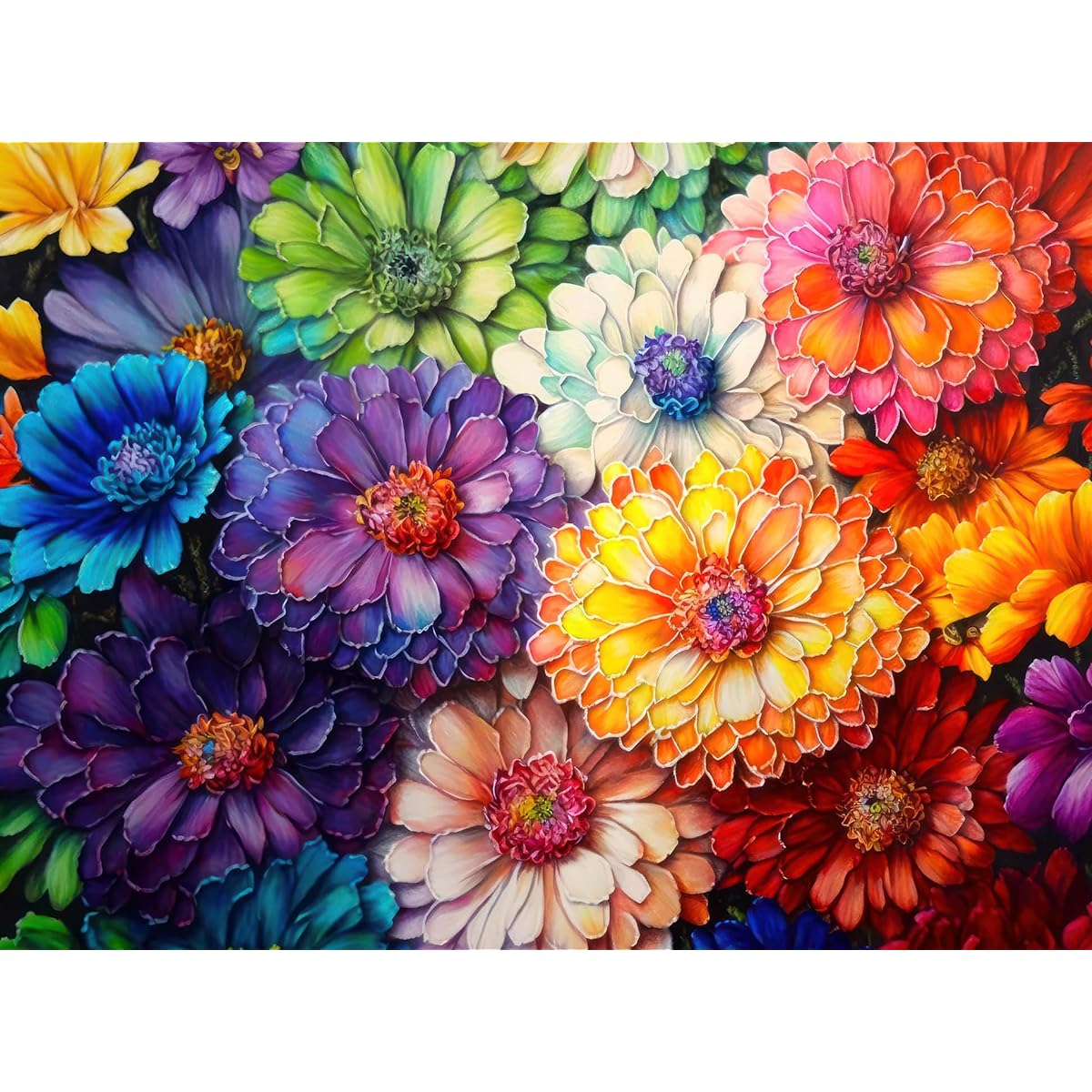 Cross & Glory's Rainbow of Flowers 1000 Piece Jigsaw Puzzle for Adults - Incredibly Vibrant Colors, Brain Training, and Great for Puzzle Lovers