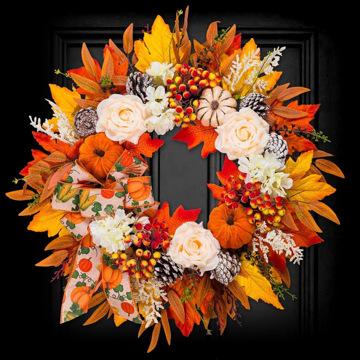 Soosubel Autumn Wreath for Entrance Thanksgiving Harvest Festival Wreath Home Decor Porch Autumn Wreath Outdoor Indoor