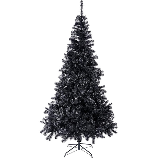 Sunnyglade 7.5ft Halloween Black Artificial Christmas Tree 1400 Chips Seasonal Holiday Decoration Tree with Metal Stand for Home Office Party (7ft)