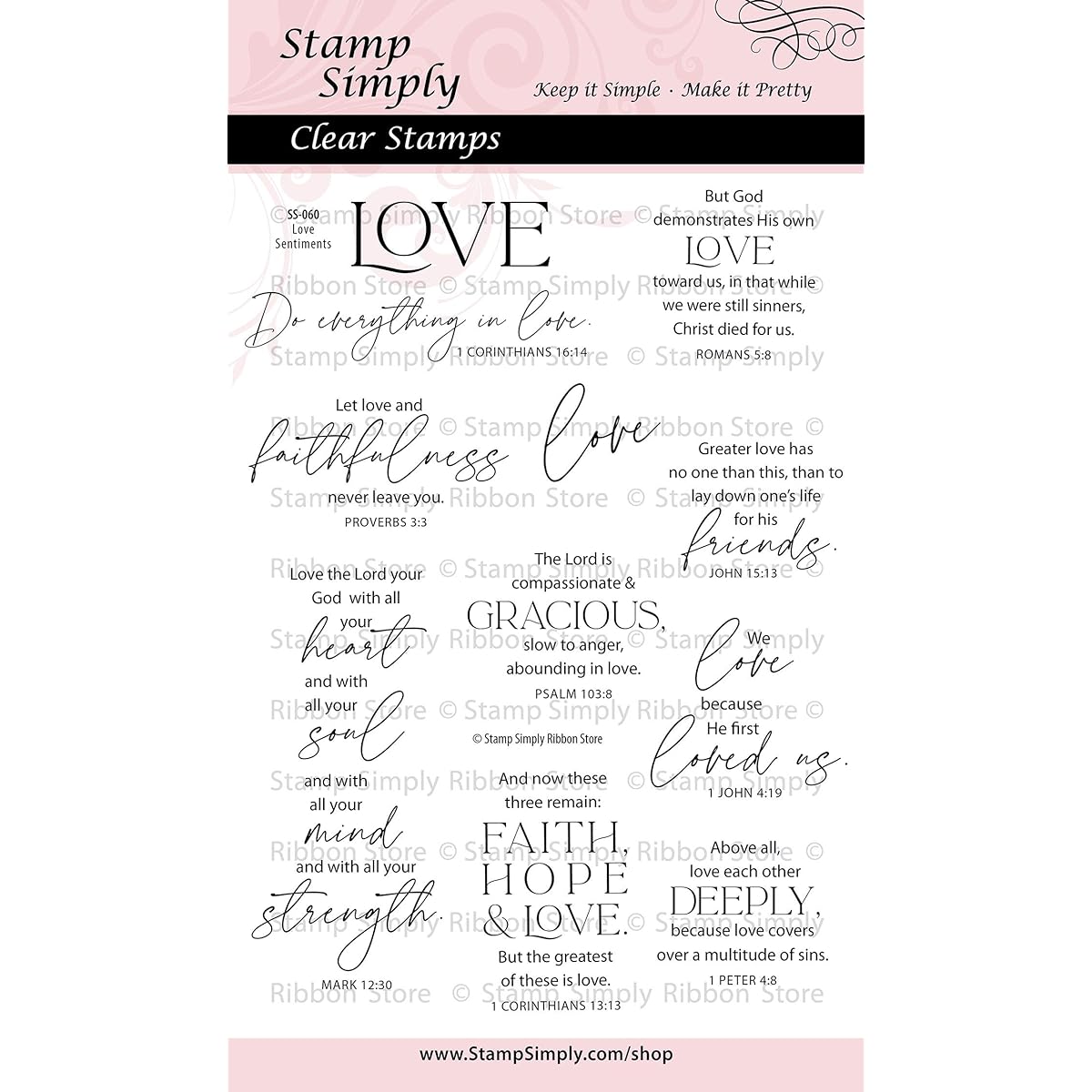 Stamps Simply Clear Stamps Love Christian Religious - Inspirational Quotes 4x6 Inch Sheets - 11 Sheets