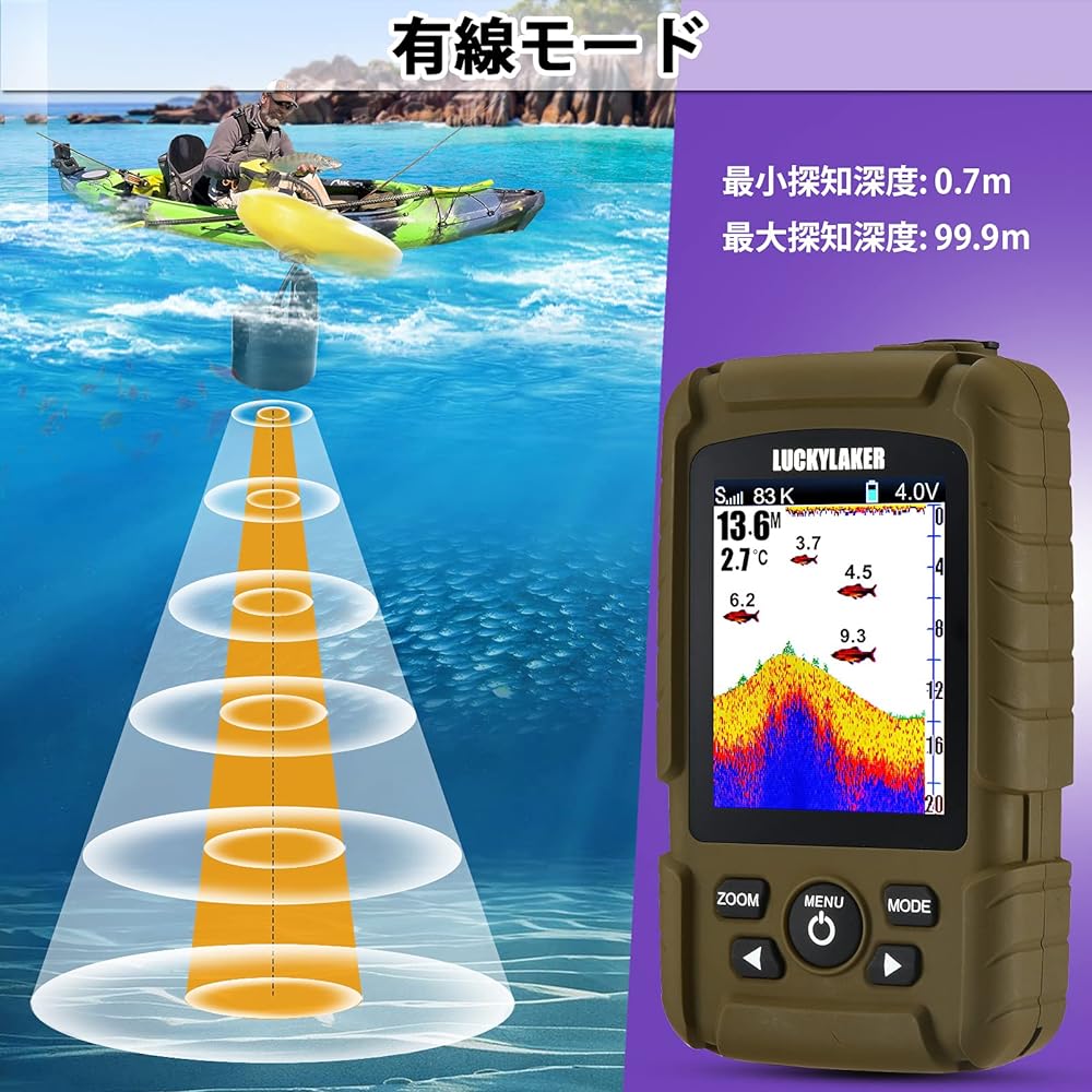 LUCKYLAKER Wireless Sea Fishing Portable Fish Finder Embankment Small Waterproof Fish Finder Kayak Smelt Smelt Fishing Bass Fishing