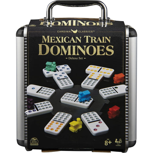 Spin Master Classics Cardinal Mexican Train Dominoes Deluxe Set with Aluminum Carrying Case for Families and Kids, Ages 8+, 2020 Edition