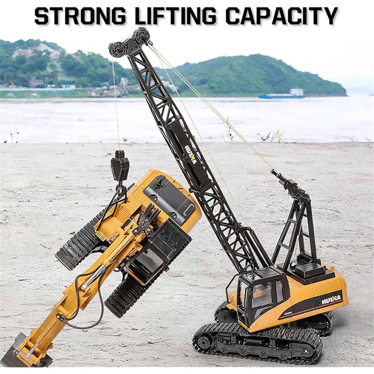 1:14 RC Car Toy 15ch 2.4GHz RC Alloy Crane Engineering Truck RTR Can Be Used Boom Hook Mechanical Sound RC Toy