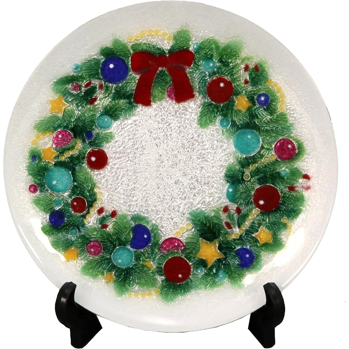Saikosha Cloisonné Decorative Plate 13.5 Round Christmas Wreath 023-09