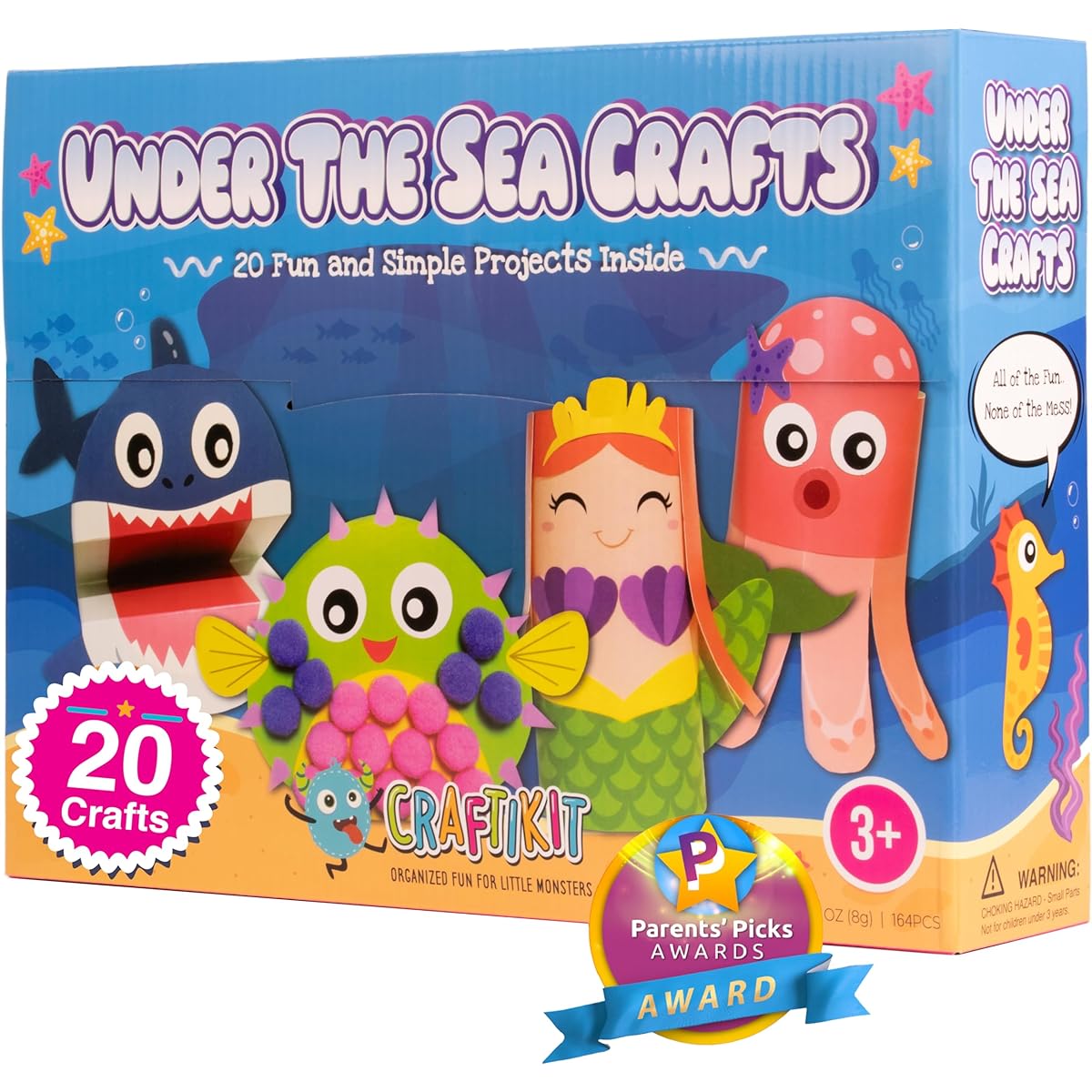 Craftikit® 20 Award Winning Toddler Arts & Crafts for Kids Ages 4-8 All Inclusive Under the Sea Craft Kit Fun Toddler Craft Box for Girls and Boys Organized Preschool Art Supplies and Projects