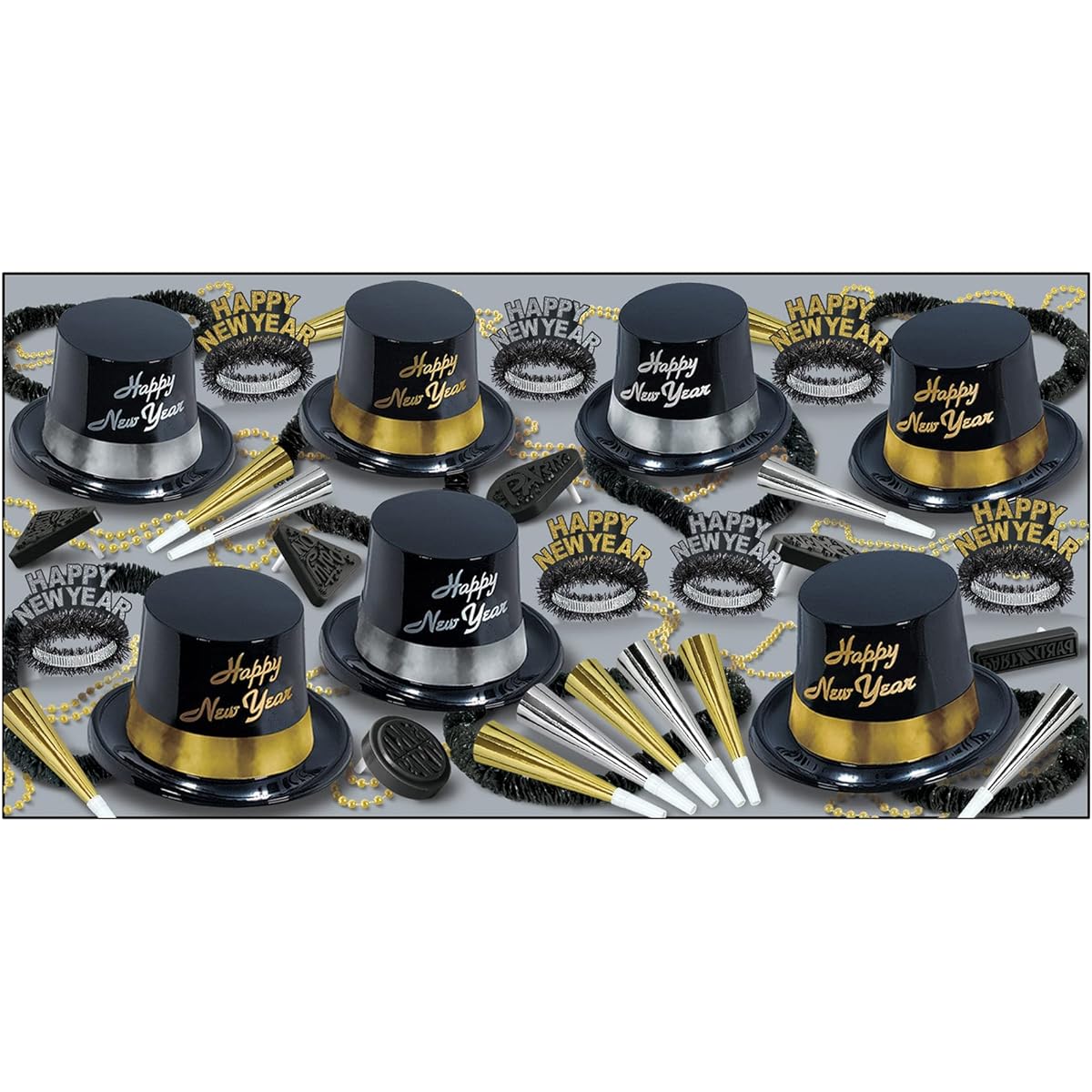 Beistle 88937-50 Legacy Assortment 50 Person Multi-Size Black/Silver/Gold/White