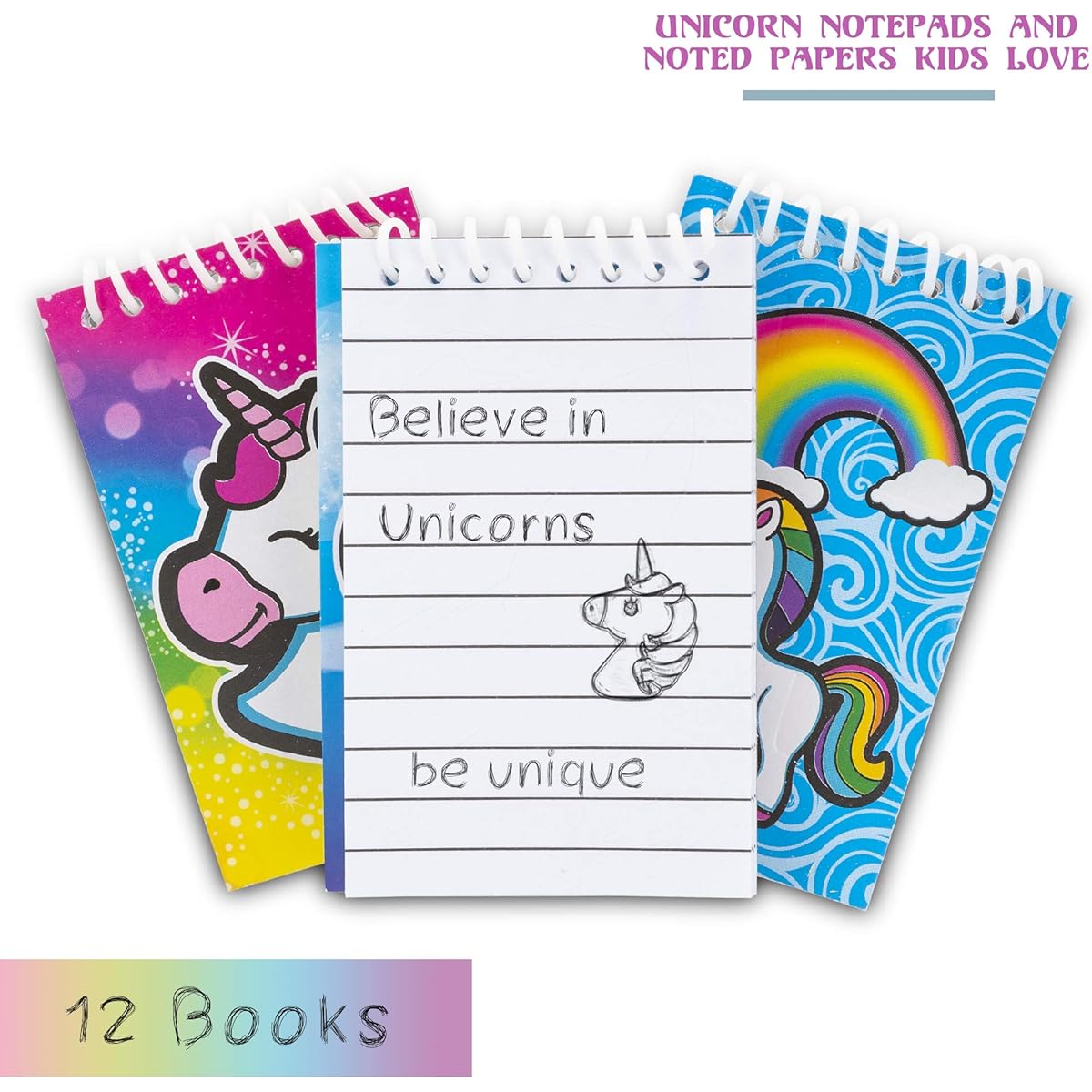 Favinor™ Unicorn Stationery Party Favors 48 Gift Pack 12 Erasers, Theme Booklet, 12 Pencils, 12 Stickers, Kids Birthday Party Supplies Bulk Set Party Favors Treats Great for Carnival Events