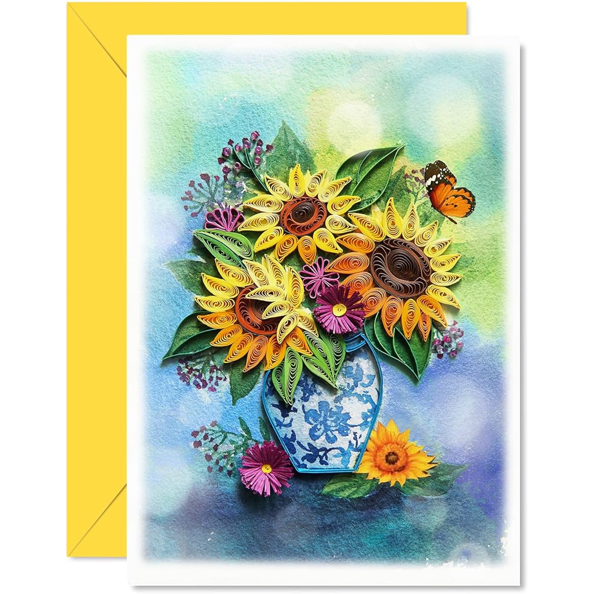 KingKraft Birthday Cards for Women Happy Birthday Cards Mom/Sister/Daughter/Sunflower Quilling Card Wife/Thinking of You Anniversary Card Valentine's Day Card Mother's Day Card