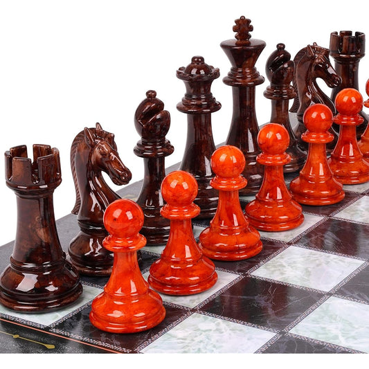 18.5" Large Chess Set for Adults Kids, Acrylic + Zinc Alloy Metal, Heavy Chess Pieces, Portable Foldable Chess Board, Elegant Travel Chess Set, Board Game Gift - Classic Staunton Chess Pieces