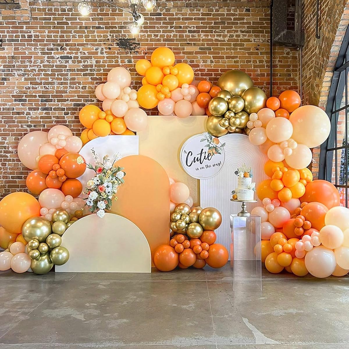 Teddyparty Little Cutie Orange Balloon Garland Arch Kit Orange Yellow Apricot Gold Balloons Sunshine Baby Shower Gender Reveal Birthday Party Decorations