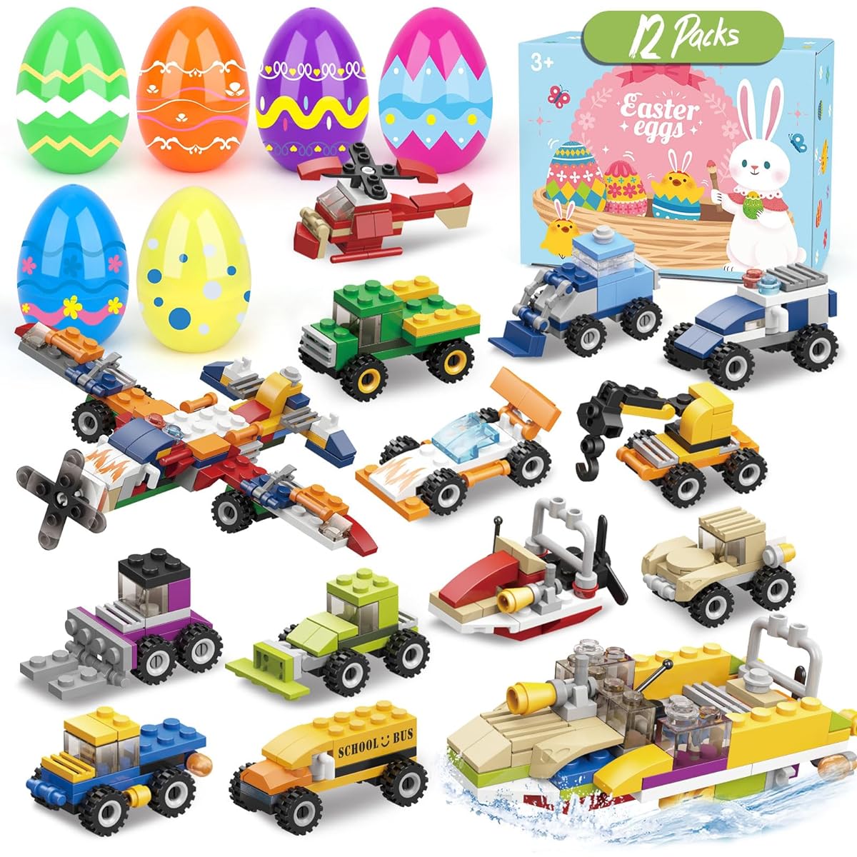 Iabedi Easter Gifts for Kids - Car Toy Easter Eggs