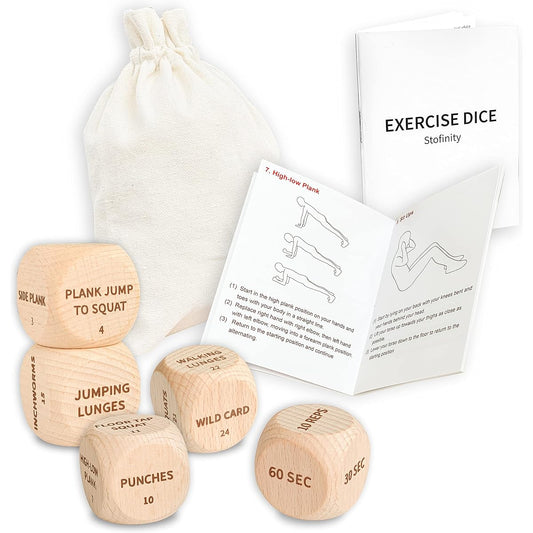 STOFINITY Exercise Dice for Workout - Wooden Workout Dice, Workout Gift for Enthusiasts, Fitness Dice for Women, Exercise Gift Idea for Women, Exercise Cardio Fitness Sports for Home Gym Games