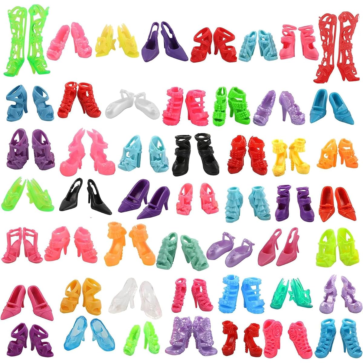 50 Pairs 11.5" Fashion Doll Shoes Different Colors - High Heel Shoes Doll Boots Flat Shoes Set Replacement for 11.5" Doll Girl