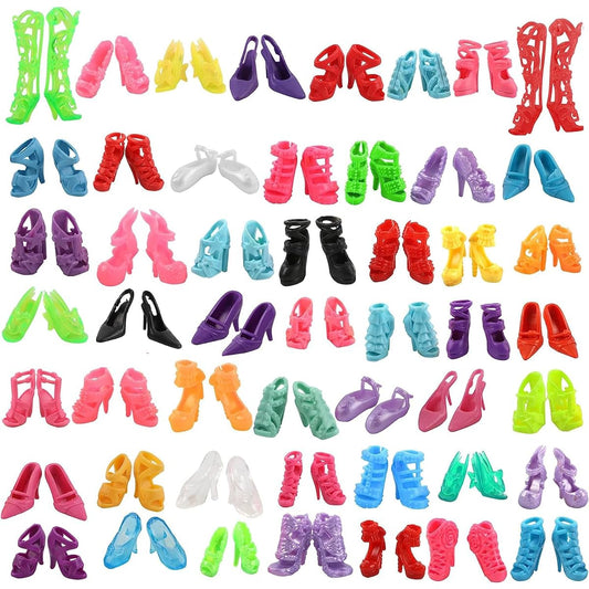 50 Pairs 11.5" Fashion Doll Shoes Different Colors - High Heel Shoes Doll Boots Flat Shoes Set Replacement for 11.5" Doll Girl