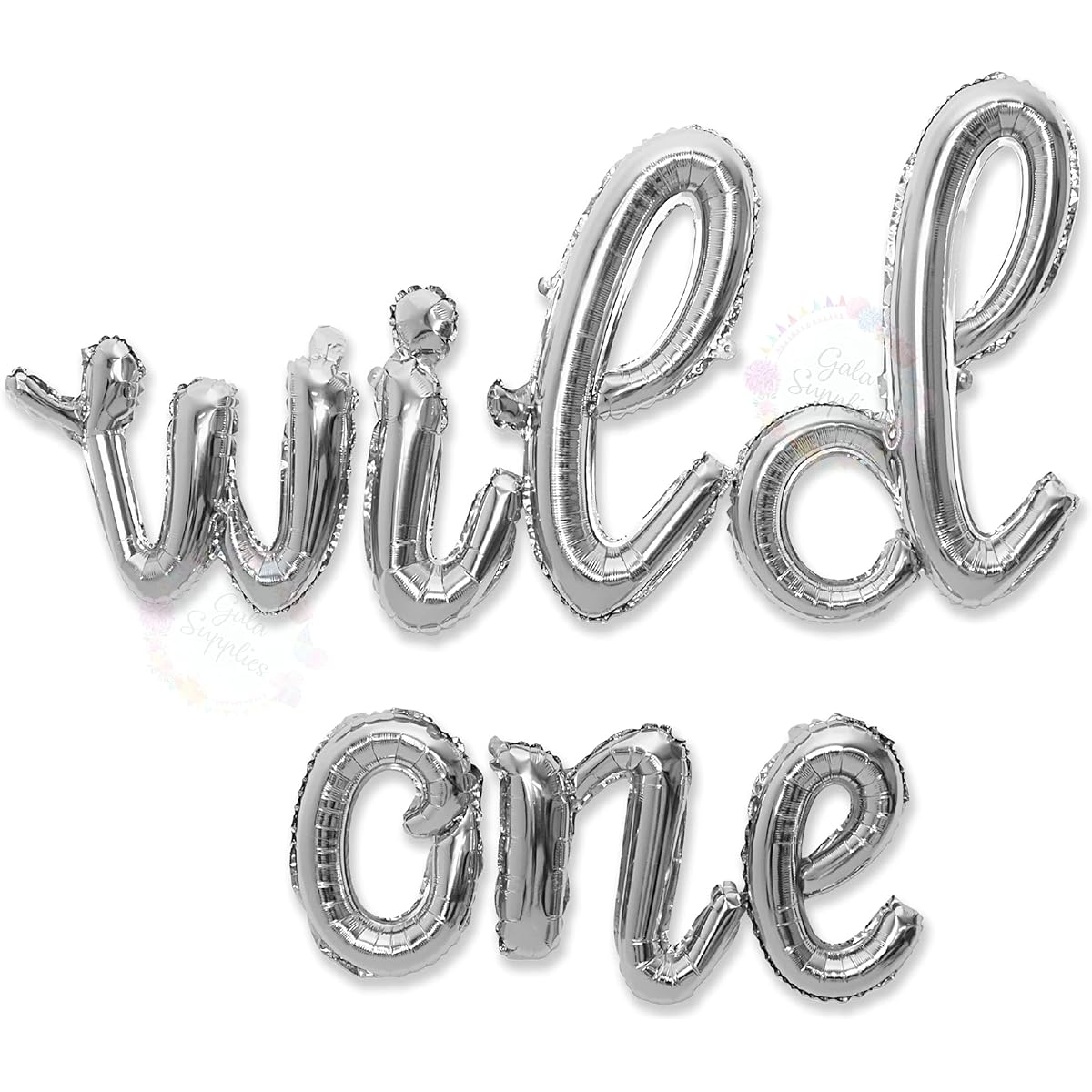 Wild One Cursive Letter Balloons - First Birthday Decorations Party Supplies for Baby Boys and Girls | Silver Wild One Balloon Sign Banner Script Letters (Cursive Silver)