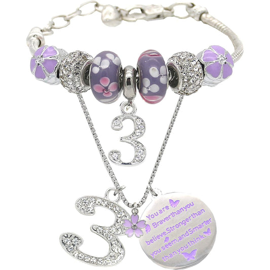 3rd birthday girl gift 3rd birthday necklace 3rd birthday girl 3rd birthday jewelry gift for girl 3rd birthday charm bracelet 3rd birthday gifts for girls