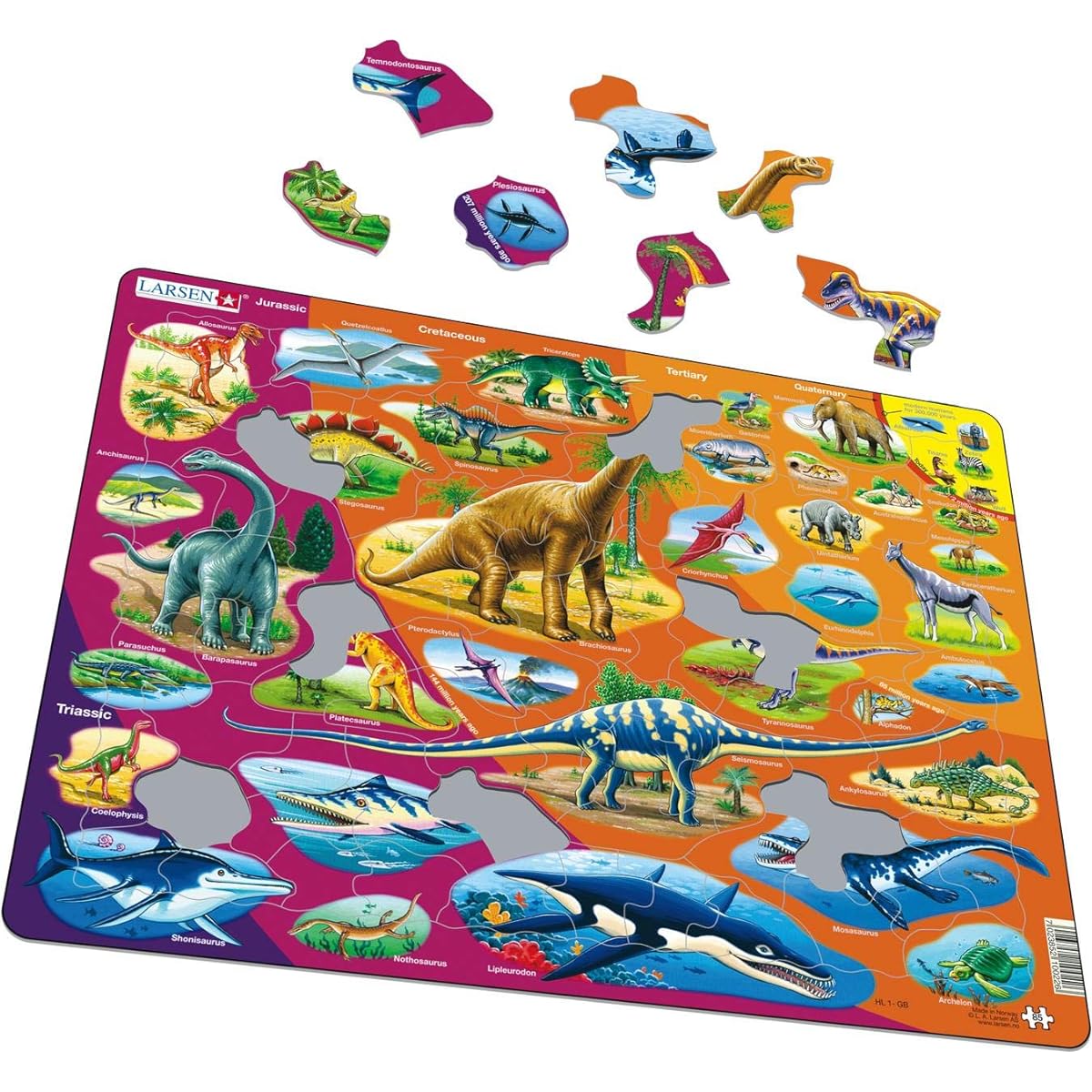 Larsen Puzzles Natural History Children's Educational Jigsaw Puzzle - 85 Piece Tray & Frame Style Puzzle - Luxury Handmade Puzzle - Imported from Norway