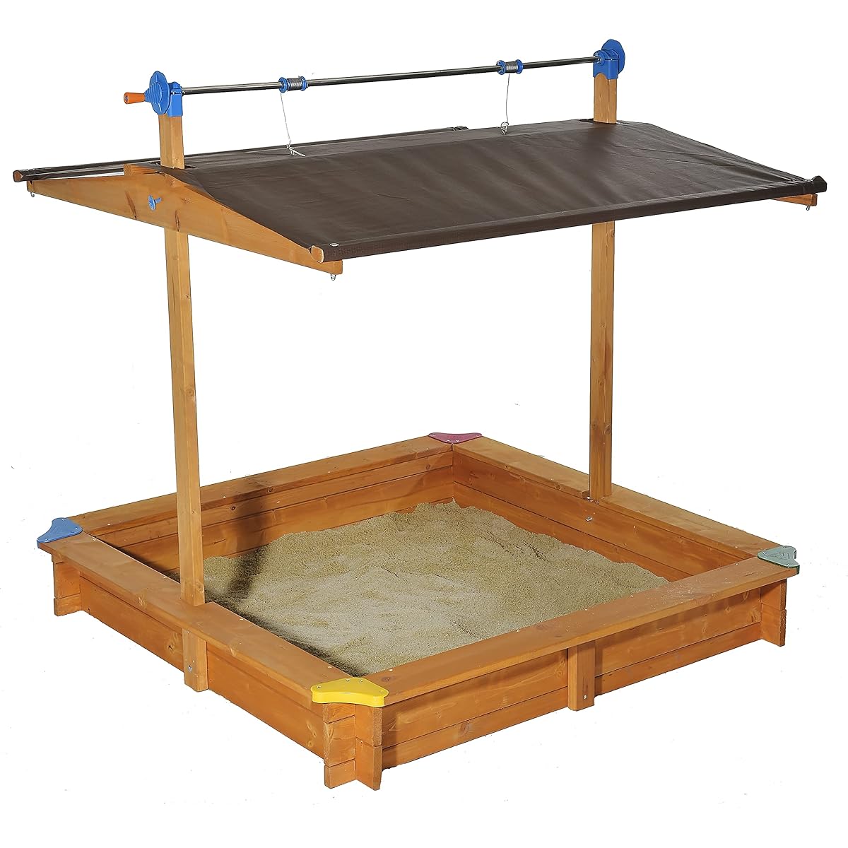 Tierra Garden G31001 Large Cover Wooden Sandbox for Kids with Retractable Roof
