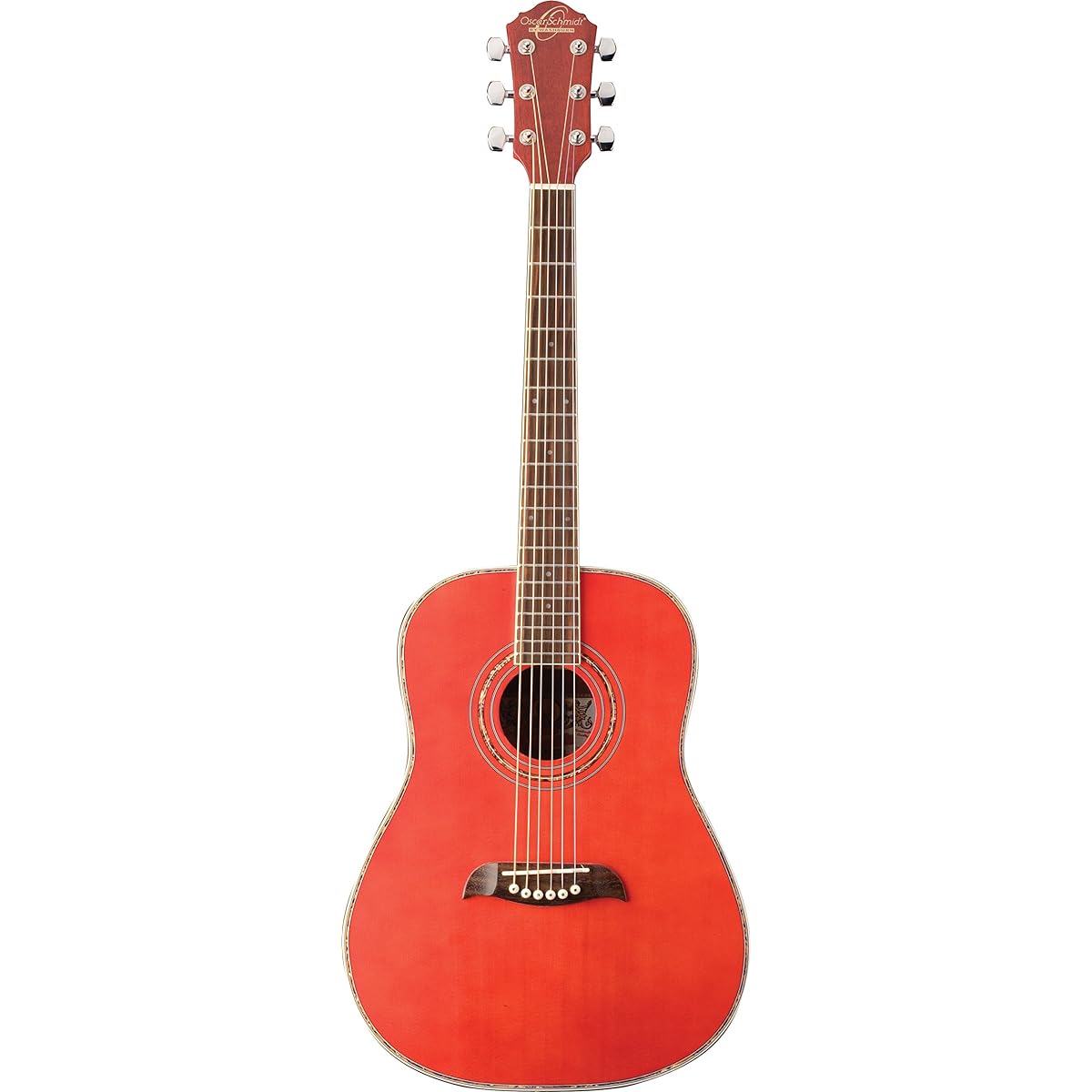 Oscar Schmidt 6-String OGHS 1/2 Size Dreadnought Acoustic Guitar Pink Right (OGHSP-A)