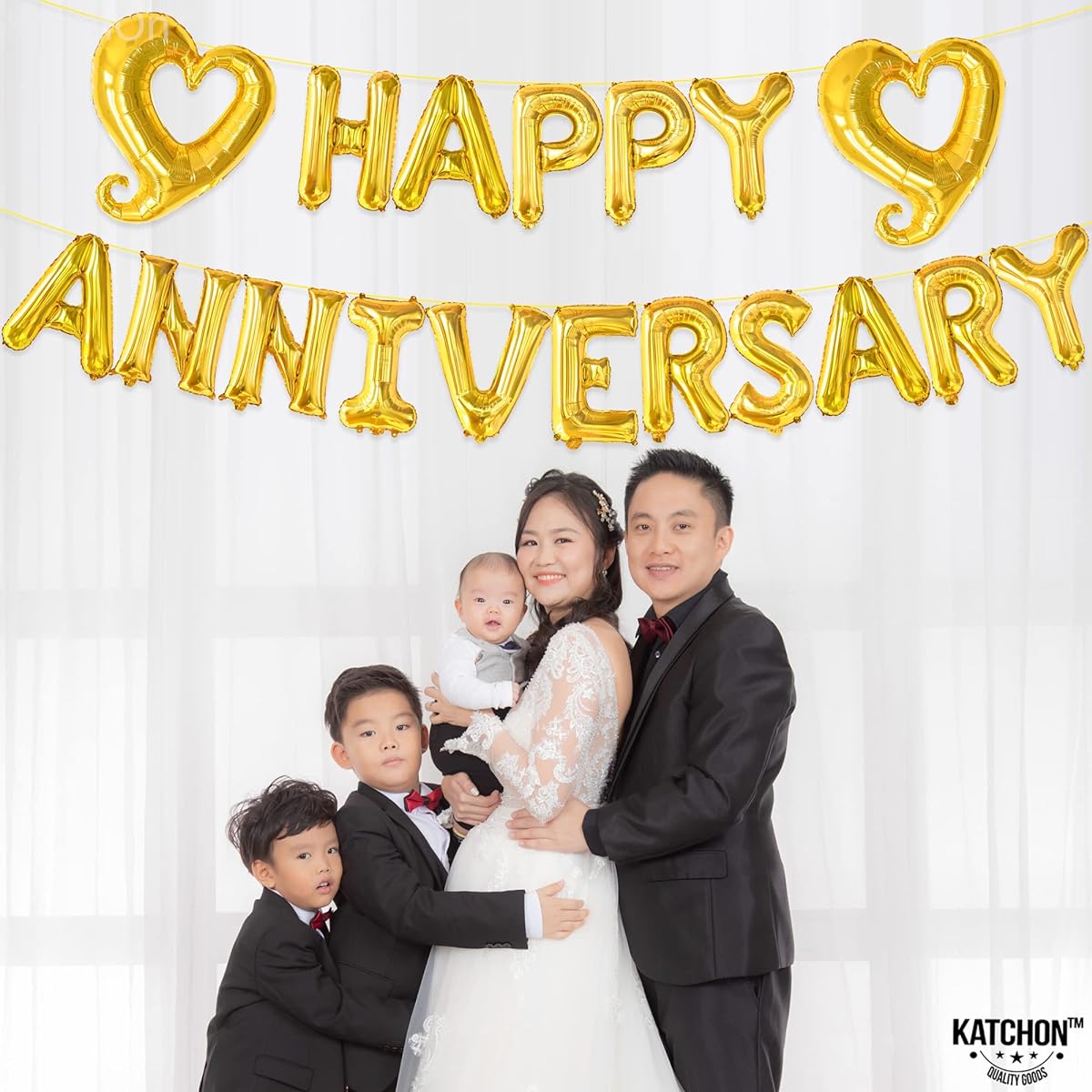 Happy Anniversary Foil Balloon with Hook Love Gold