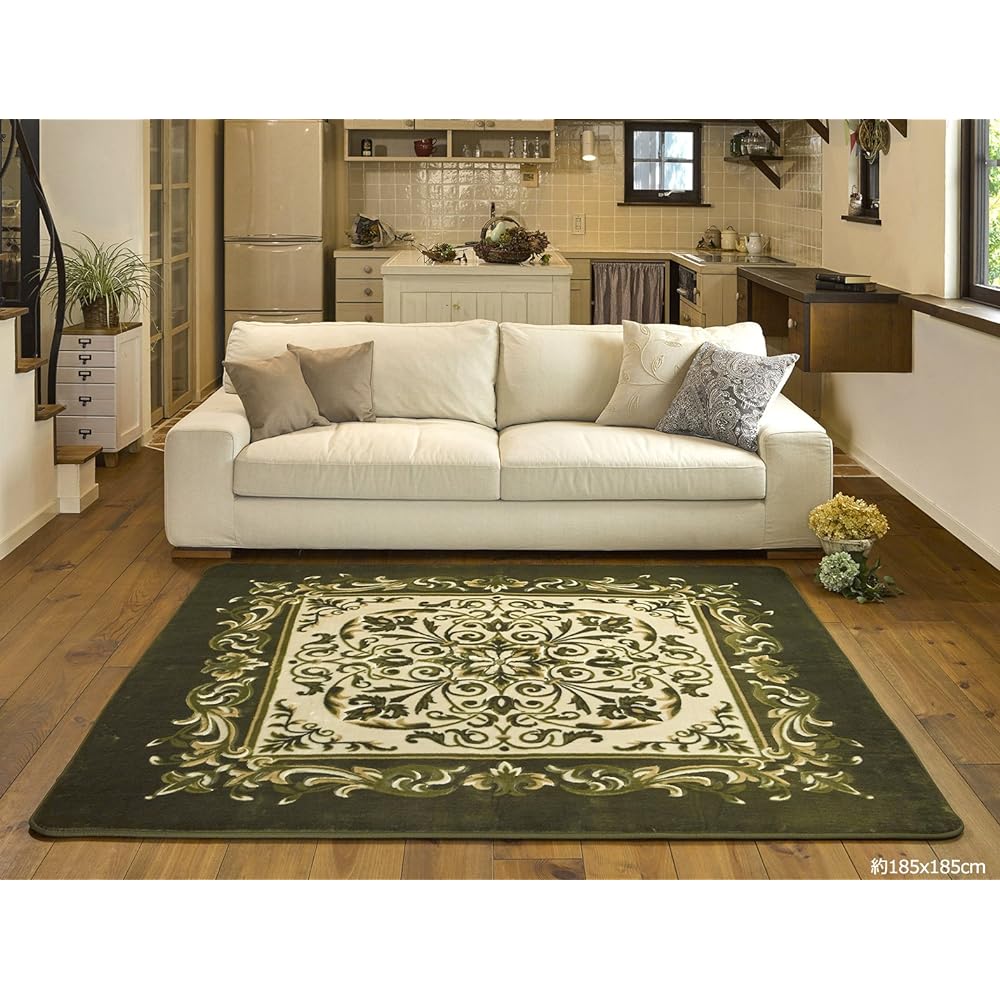 Hagiwara Carpet Green Size: Approx. 225 x 225cm