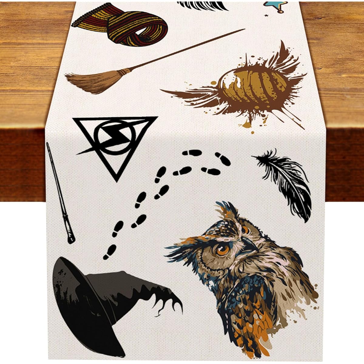 Halloween Wizard Table Runner Magical Girl Birthday Party Decorations Witch Sign Home Kitchen Dining Room Decor (13" x 108")