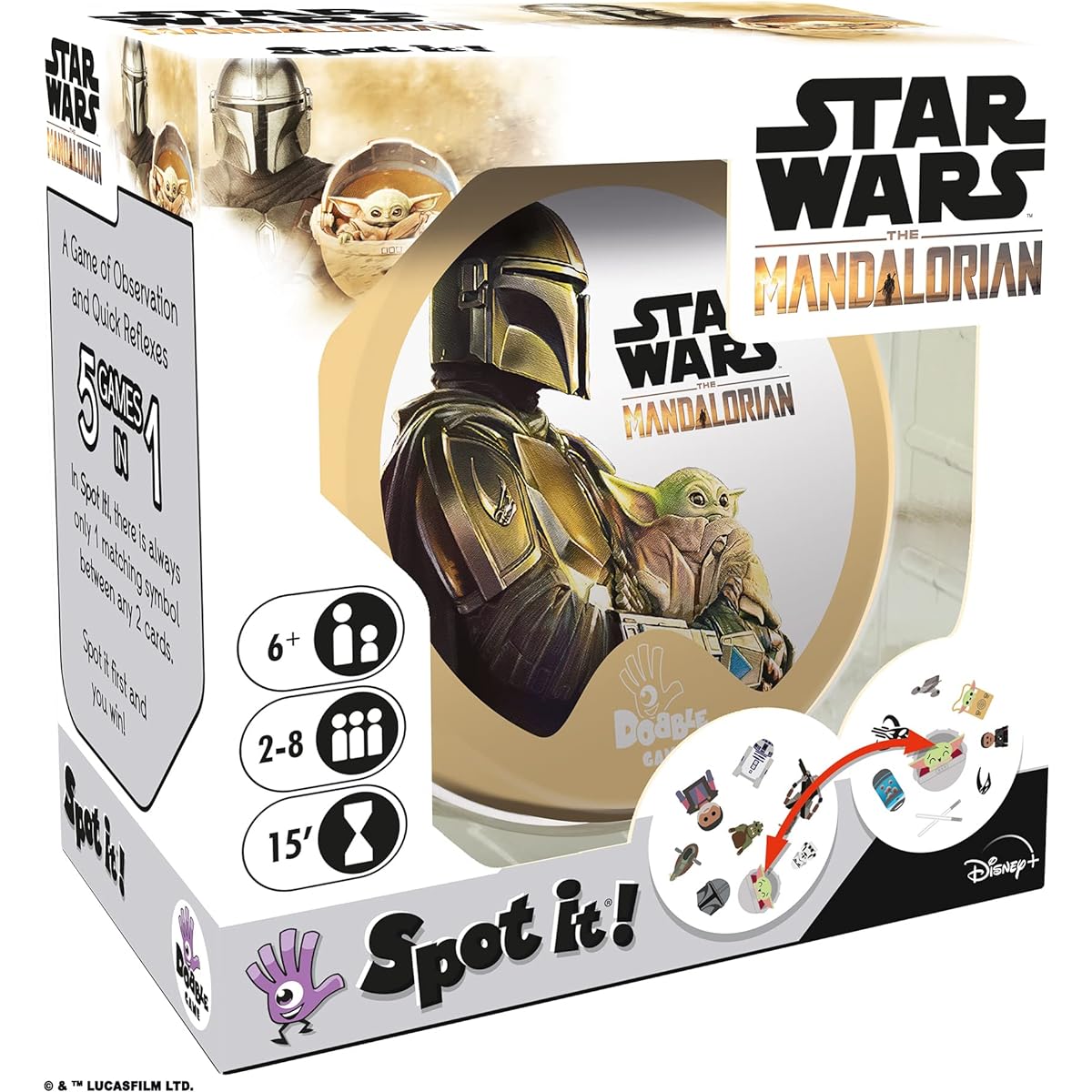 Spot It! The Mandalorian Card GamesGame for Kids | Age 6+ | 2-8 Players | Average Playtime 15 Minutes | Made by Zygomatic