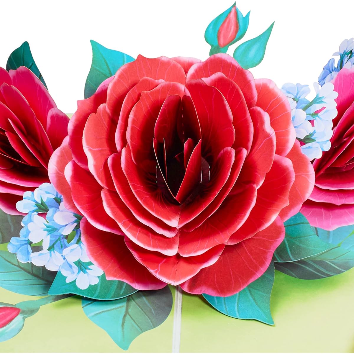 Paper Love 3D Red Rose Pop-up Card for Valentine's Day, Birthday, Mother's Day, Any Occasion, 5" x 7" Cover with Envelope and Note Tag