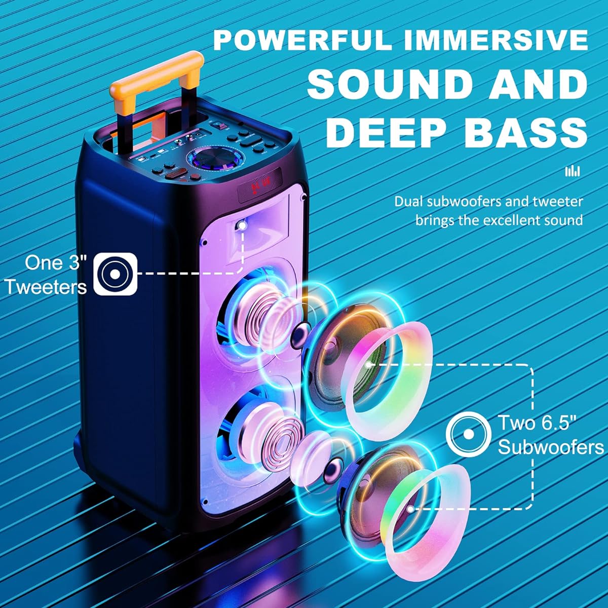 JYX Wireless Microphone Speaker Set with 2 Microphones, Equipped with Bass Enhancement Function, Rechargeable, Suitable for Karaoke, Street Speech, Events, etc.