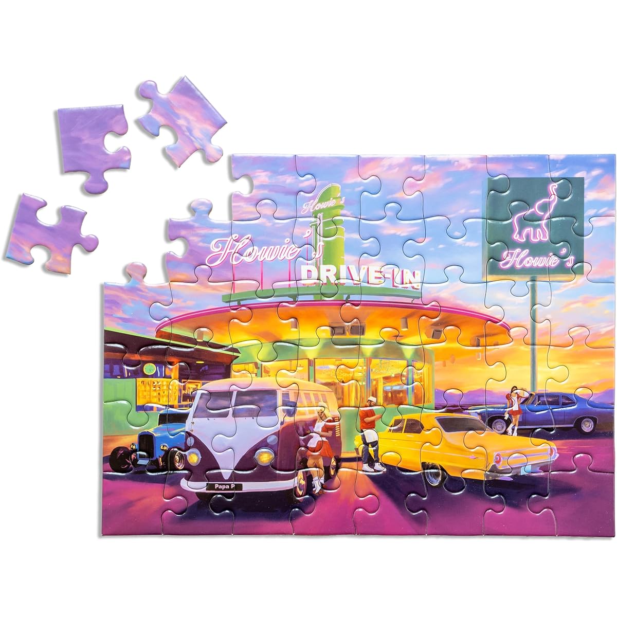GoodDay Puzzles 48 Large Piece Jigsaw Puzzle "Howie's Drive-in' | Activities for Seniors with Dementia/Alzheimer's | Easy Puzzles for Adults | Gifts for Seniors