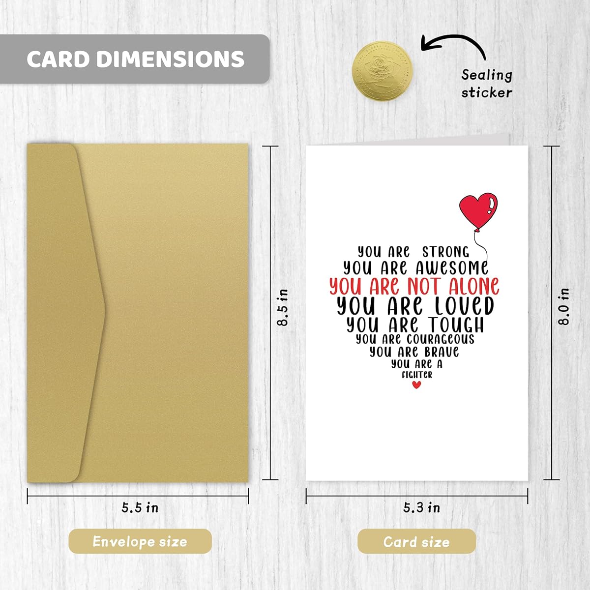 OfficeKolor Encouragement Cards, Affirmation Cards, Thinking Of You Cards, Support Cards, Patient Uplifting Cards, Inspirational Cards for Friends - You are not Alone