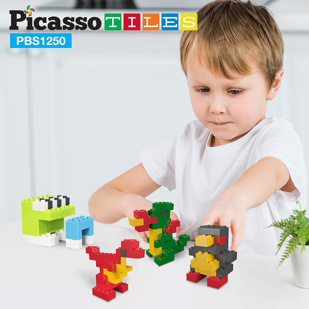 PicassoTiles 1250 PCs Educational Building Block Tiles Set Creative Shapes to Enhance Imaginative Play Unique Set to Characters and Numbers Learning STEM Toys Washable for Learning Education Ages 6+