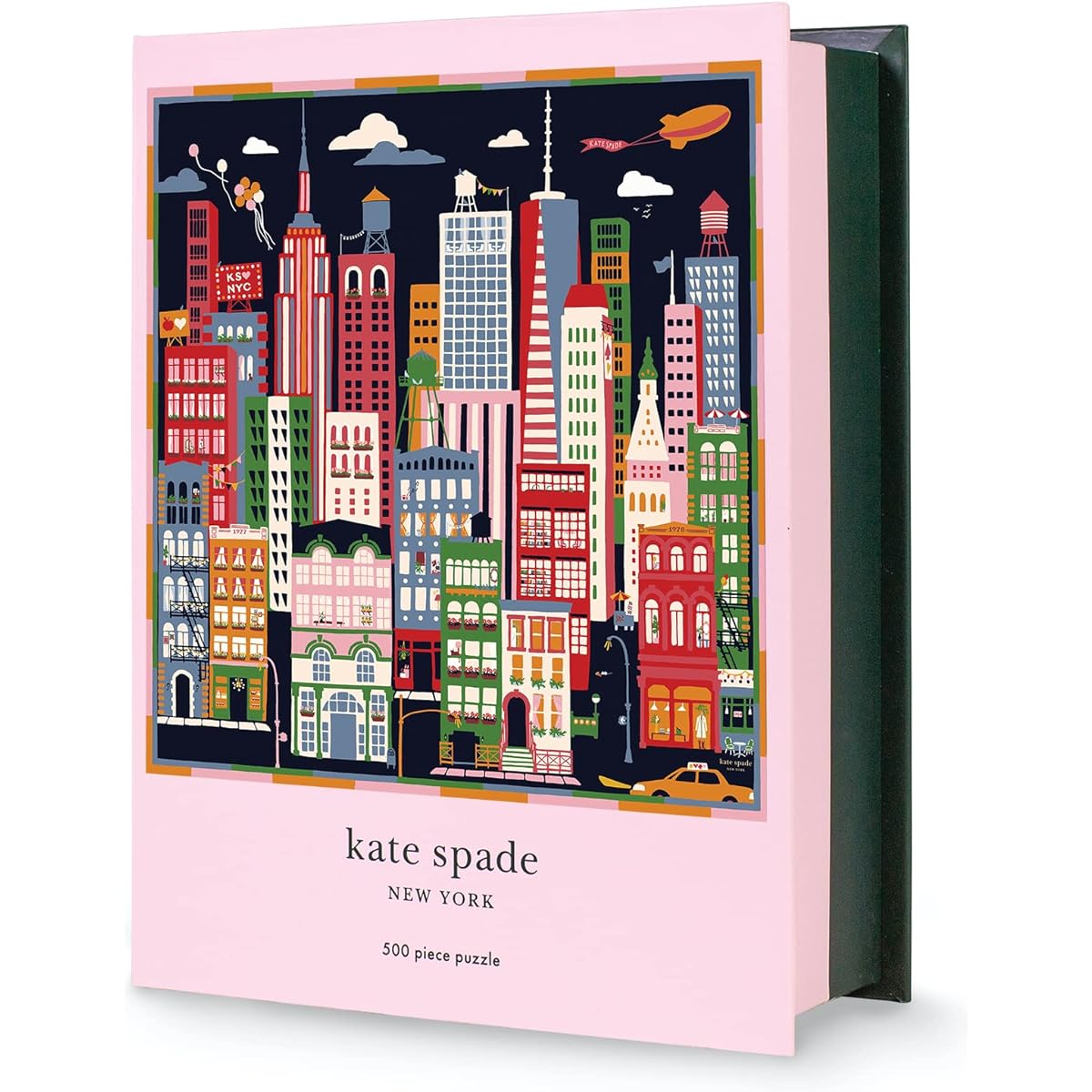 Kate Spade New York 500 Piece Puzzle for Adults, 22" x 22" Square Puzzle, Cute Jigsaw Puzzle with Storage Box, City That Never Sleeps