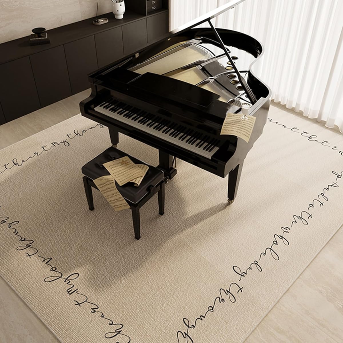 Piano rug, checkered pattern, striped pattern, carpet, mat, room carpet, piano mat, special mat, 180*180cm, non-slip, scratch-resistant, anti-slip, anti-slip, shock-absorbing, anti-vibration, shock-absorbing, soundproof, stylish, percussion, flooring