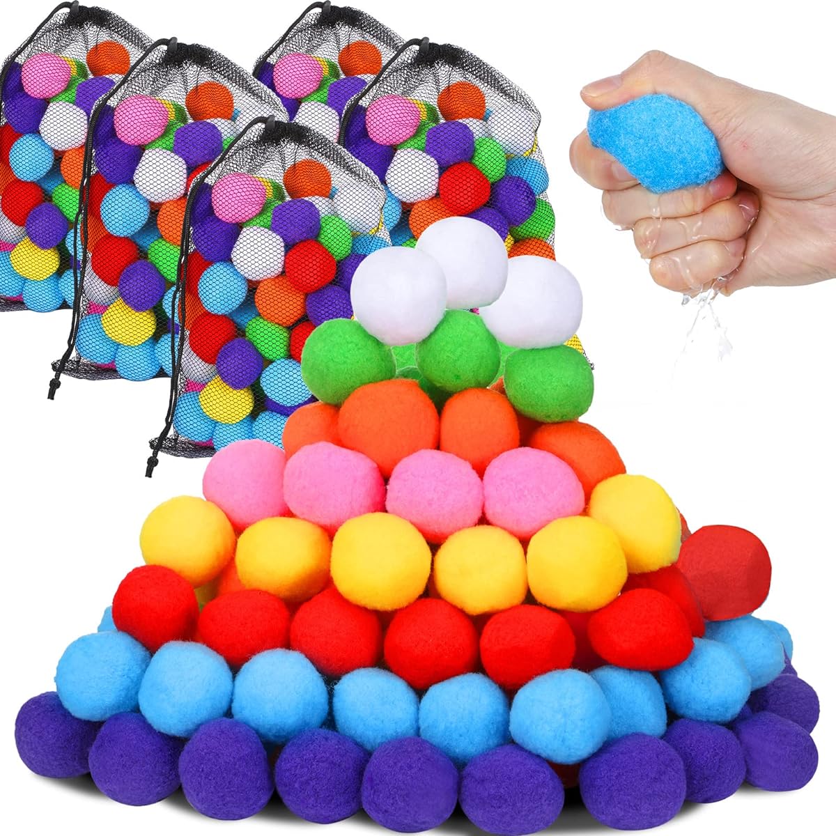 Deekin 500pcs Reusable Water Balloons for Kids Water Balls Water Games with 5 Mesh Bags Summer Outdoor Toys for Girls Boys Backyard Pool Outdoor Fun Game Play
