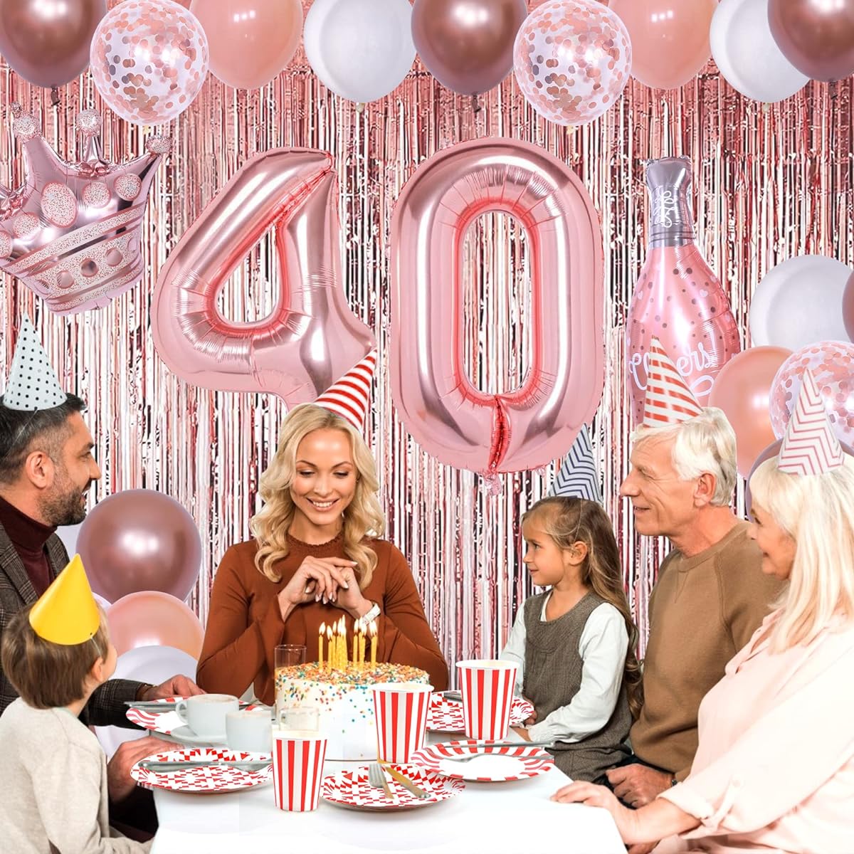 40th Birthday Decorations for Women 40 Inch Rose Gold 40th Birthday Balloons Party Supplies 94pcs Happy 40th Birthday Party Decorations for Women Pink White Rose Gold Balloons Arch Kit Champagne Balloons