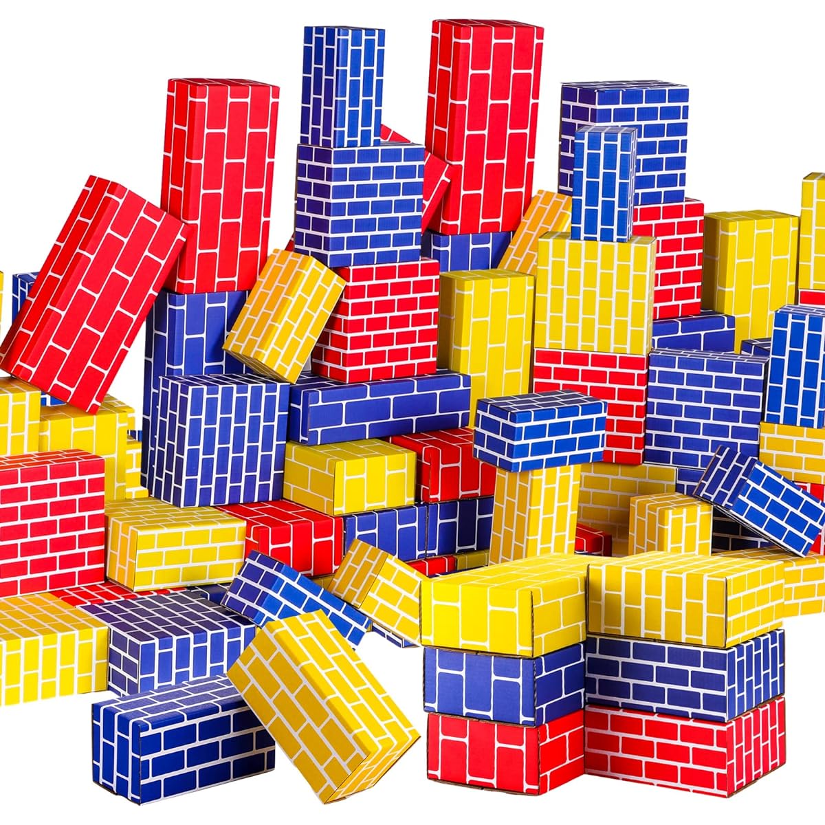 Junkin Cardboard Building Blocks Cardboard Blocks for Children Stacking Blocks Assembly Blocks for Children Preschool Building Set Daycare Toddler 80 Pack