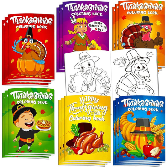 36 Pieces Thanksgiving Coloring Books for Kids, Cute Thanksgiving Coloring Books for Kids, Indoor Activities for All Ages, Home Party Favors, Gift Supplies